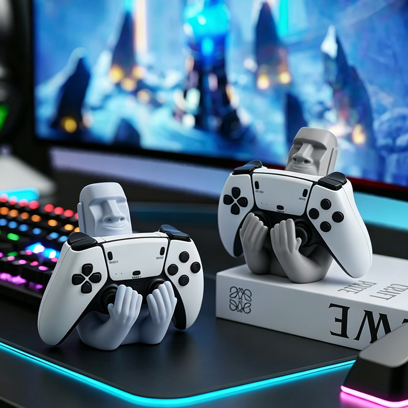 Gaming Accessories For Room - Komik Moai Taş Reçine Gamepad Tutucu