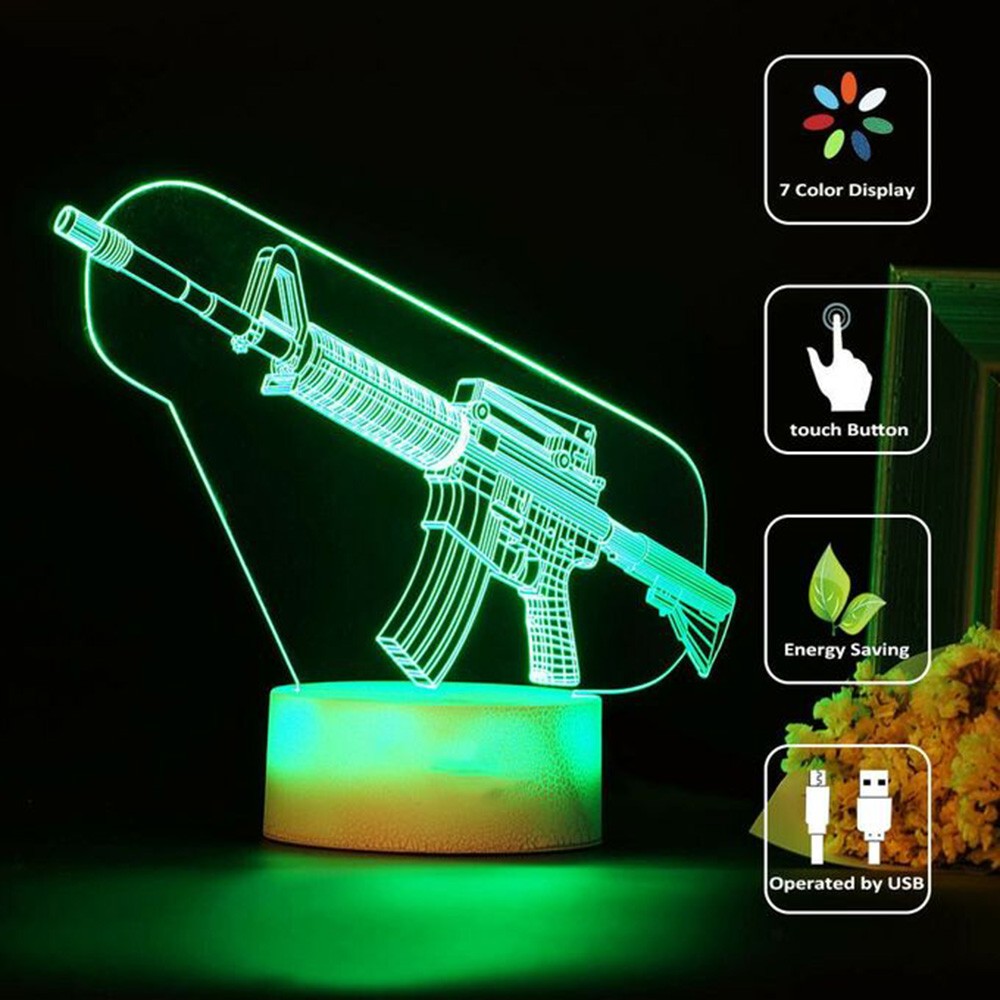 Oyun Tüfek 3d Led Gece Lambası - Accessories For Your Gaming Room incelemesi ve fiyatı